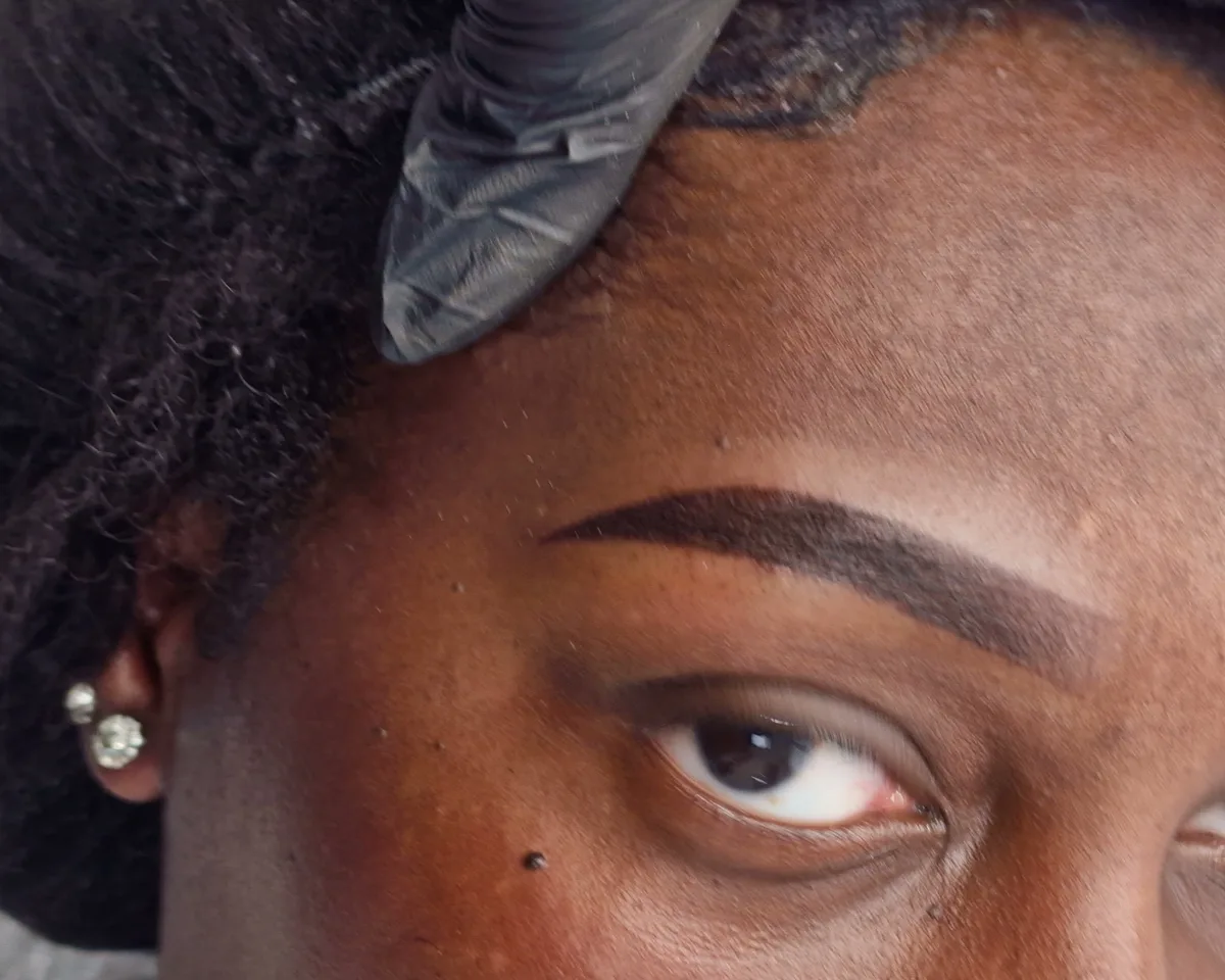 Defined ombré powder brows after treatment